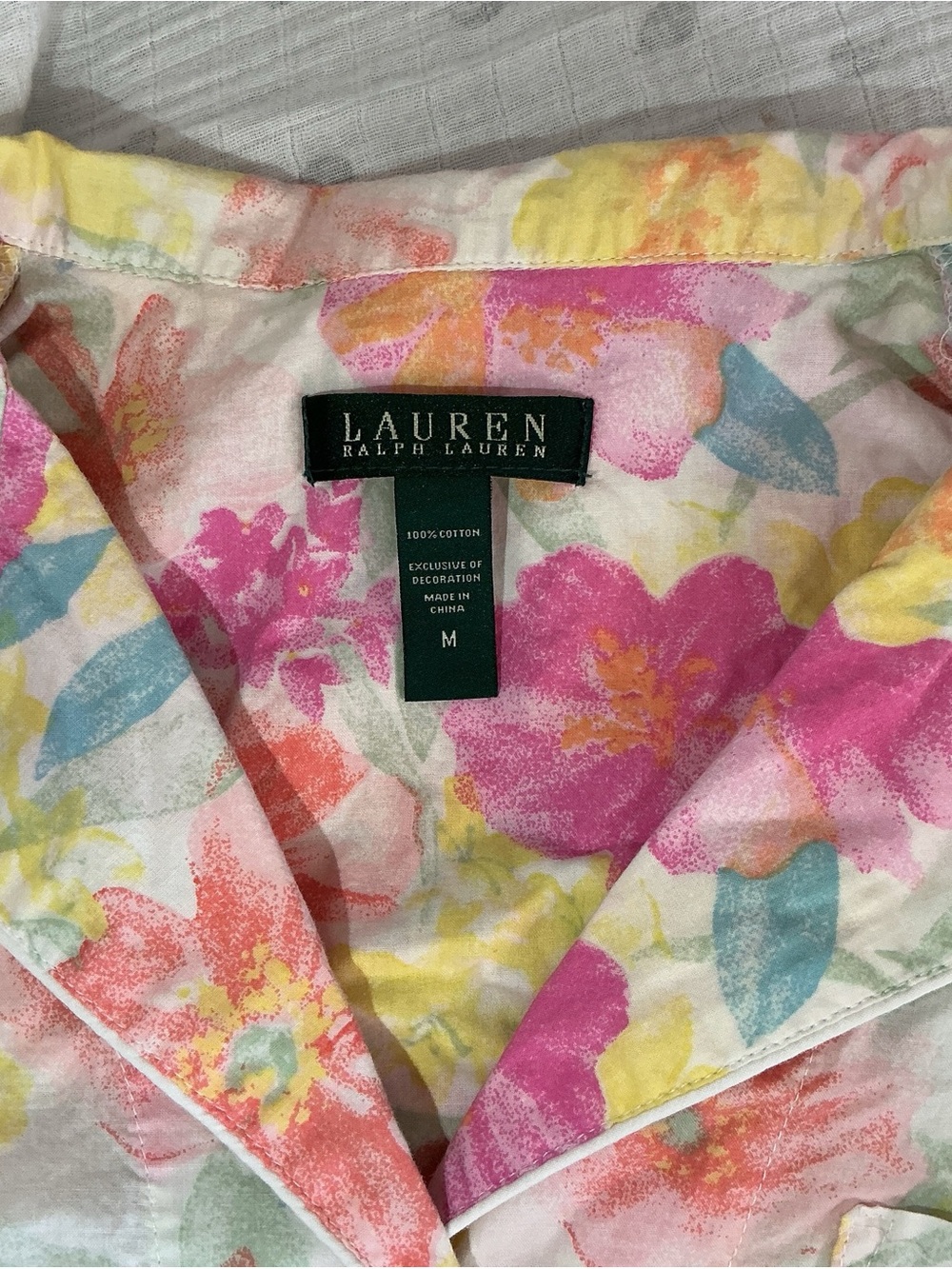 Lauren Ralph Lauren Cotton Floral Shirt — Pink, Yellow & Blue Print